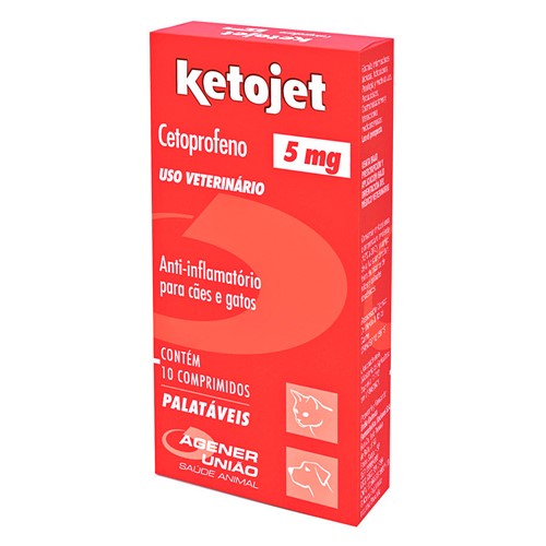 Ketojet 5mg para Cães e Gatos Uso Veterinário com 10 Comprimidos