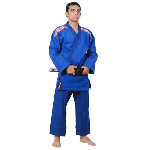 Kimono Judo Trançado Serie Prata Azul A6