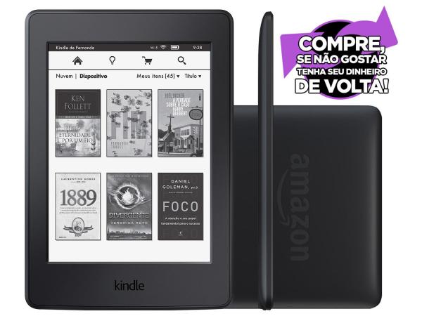 Kindle Paperwhite Amazon Tela 6” 4GB Wi-Fi - Luz Embutida 3G Preto