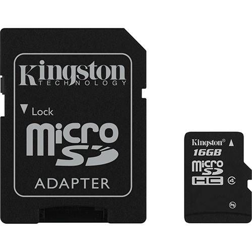 Kingston Cartão de Memoria 16gb Microsdhc com Adaptador Sd (Classe4) - Sdc4/16gb