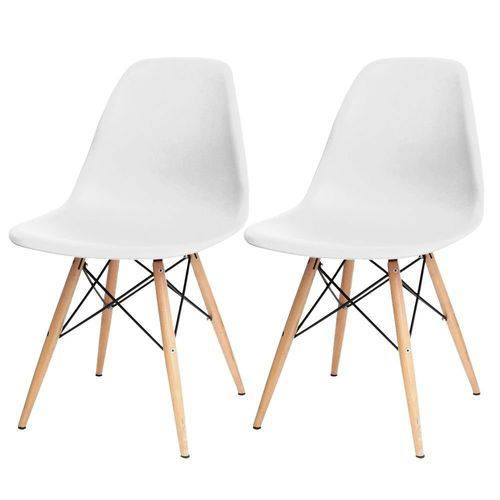 Tudo sobre 'Kit 02 Cadeiras Decorativas Eiffel Charles Eames Branco com Pés de Madeira - Lym Decor'
