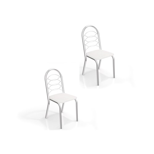 Kit 02 Cadeiras para Cozinha Holanda 2C009cr Cromado/Branco - Kappesberg