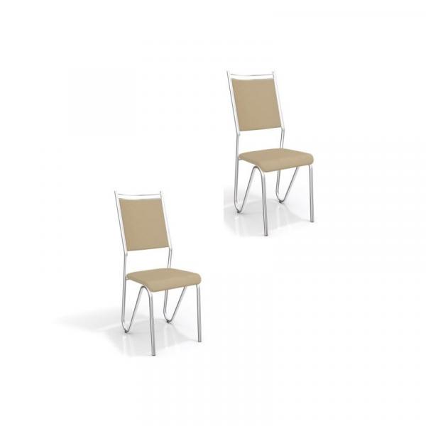 Kit 02 Cadeiras para Cozinha Londres 2C056CR Cromado/Nude - Kappesberg