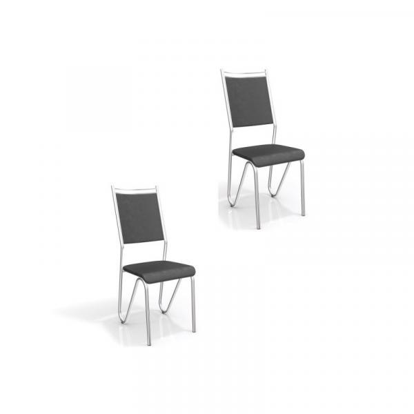 Kit 02 Cadeiras para Cozinha Londres 2C056CR Cromado/Preto - Kappesberg