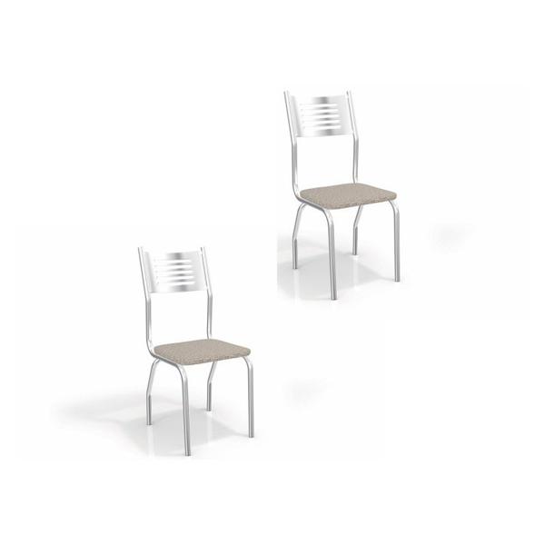 Kit 02 Cadeiras para Cozinha Munique 2C047CR Cromado/Linho Marrom - Kappesberg