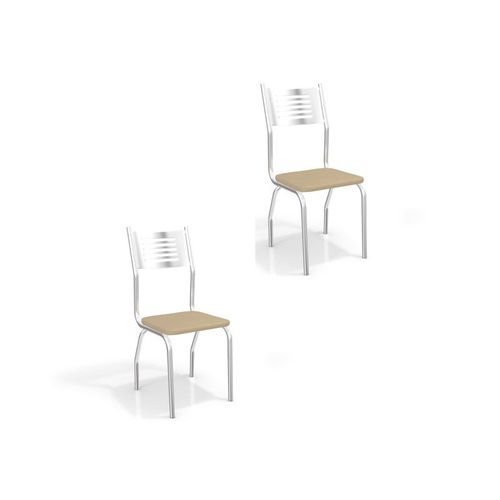 Kit 02 Cadeiras para Cozinha Munique 2c047cr Cromado/nude - Kappesberg