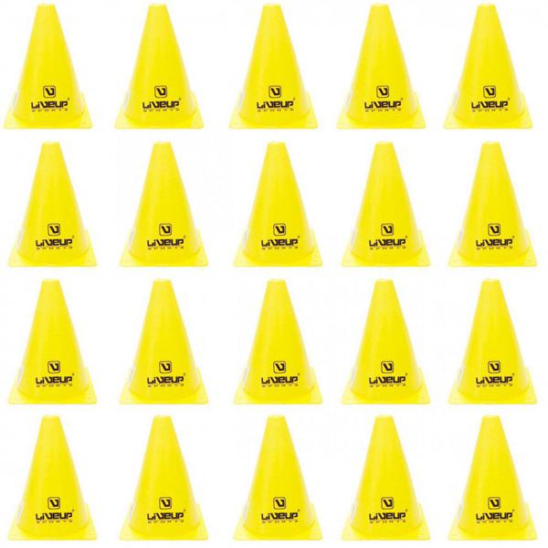 Kit 20 Cones de Agilidade para Treinamento 18 Cm Amarelo Liveup
