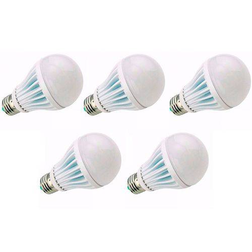 Kit 5 Lâmpada Led Bulbo 9w Branco Frio Super Economica