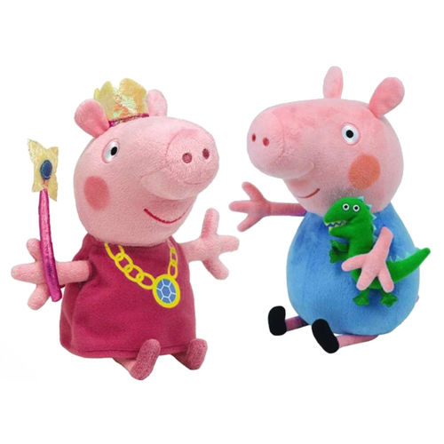 Kit 02 Pelúcias Peppa Pig 30cm - Varinha e George Dinossauro