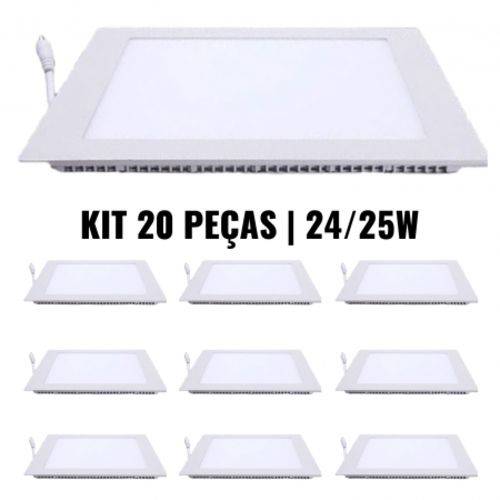 Tamanhos, Medidas e Dimensões do produto Kit 20 Plafon 25W Luminárias LED Painel Embutir QUADRADO Branco Frio - BRIWAX 6500K