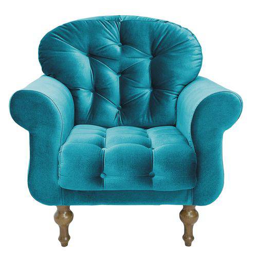 Poltrona Decorativa para Sala e Escritório Dani Suede Azul