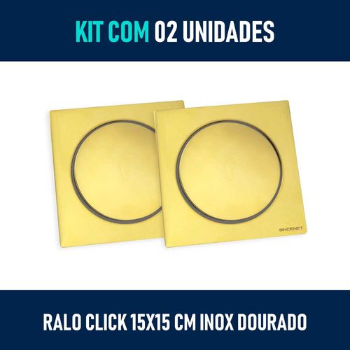 Kit 02 - Ralo Click Inteligente 15x15 Cm (inox Dourado)