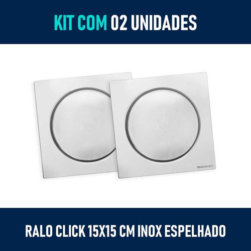 Kit 02 - Ralo Click Inteligente 15x15 Cm (inox Espelhado)