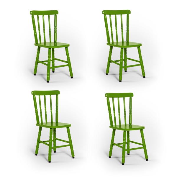 Kit 04 Cadeiras Mônaco Assento Pequeno - Verde - Btb Móveis