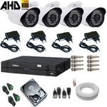 Kit 04 Câmeras Alta Definição AHD + Dvr Intelbras Completo - Acesso Celular