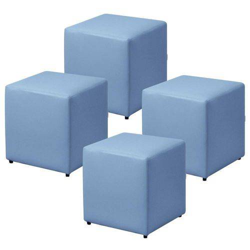 Tudo sobre 'Kit 04 Puffs Quadrado Decorativo Corino Azul - Lymdecor'