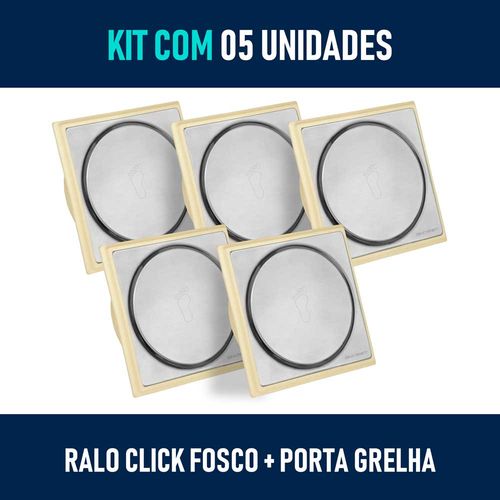 Kit 05 - Ralo Click de Inox Fosco 10x10 Cm + Porta Grelha