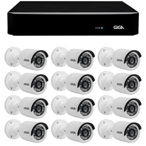 Kit 12 Câmeras de Segurança HD 720p Giga Security GS0013 + DVR Giga Security Multi HD + Acessórios