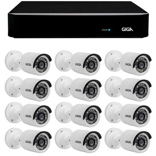 Kit 12 Câmeras de Segurança Hd 720P Giga Security Gs0013 + Dvr Giga Security Multi Hd + Acessórios