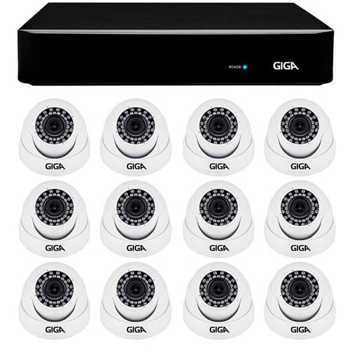 Kit 12 Câmeras de Segurança Hd 720P Giga Security Gs0015 + Dvr Giga Security Multi Hd + Acessórios