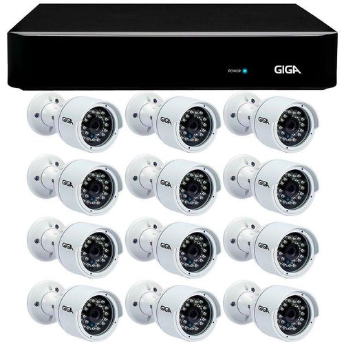 Kit 12 Câmeras de Segurança HD 720p Giga Security GS0016 + DVR Giga Security Multi HD + Acessórios