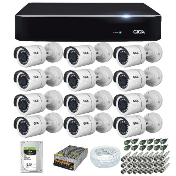 Kit 12 Câmeras de Segurança HD 720p Giga Security GS0018 + DVR Giga Security Multi HD + Acessórios