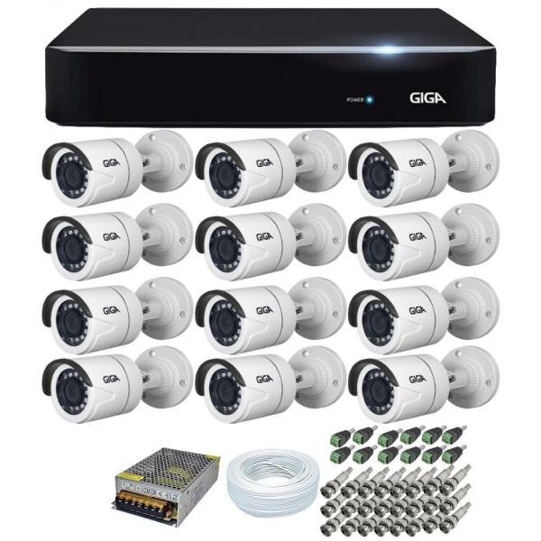 Kit 12 Câmeras de Segurança HD 720p Giga Security GS0018 + DVR Giga Security Multi HD + Acessórios