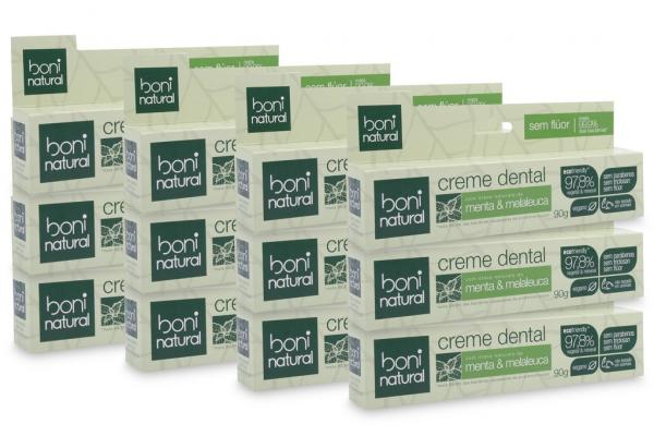 Kit 12 Creme Dental - Boni Natural - Vegano Sem Flúor 90g