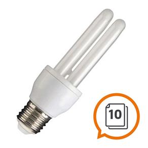 Kit 12 Lampadas Eletronicas 2U 9W 6400K 127V E27 Branco Frio