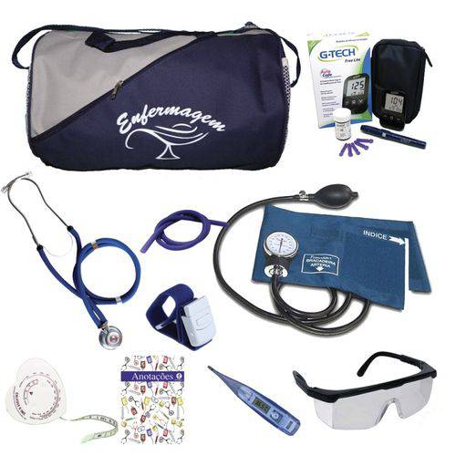 Kit 1 para Enfermagem Azul Marinho C/ Aparelho Azul