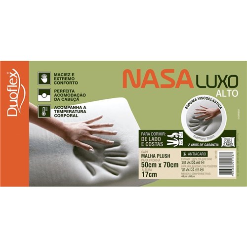 Travesseiro Nasa Luxo Viscoelástico - 50 X 70 Cm - Duoflex