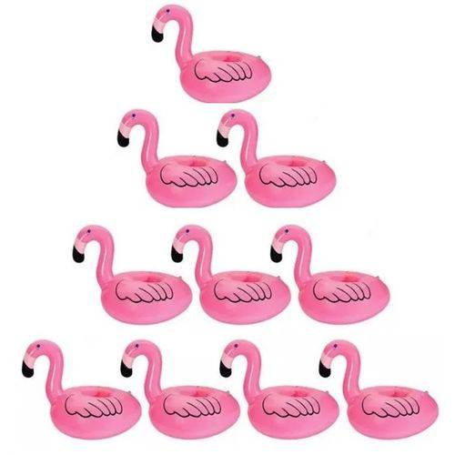 Tudo sobre 'Kit 10 Boias Flamingos Porta Copos Inflável para Piscina Praia'