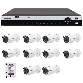 Kit 10 Câmeras de Segurança 4MP 2k Intelbras VHD 3430 B + DVR Intelbras 4K + HD WD Purple + Acessórios