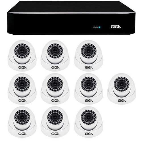 Kit 10 Câmeras de Segurança Hd 720P Giga Security Gs0015 + Dvr Giga Security Multi Hd + Acessórios