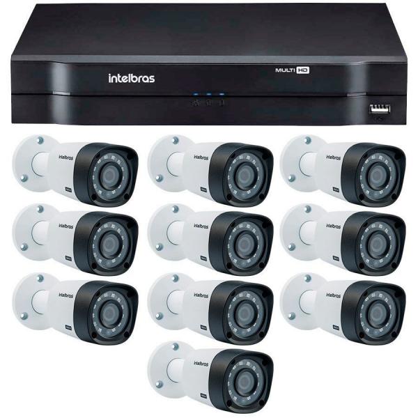 Kit 10 Câmeras de Segurança HD 720p Intelbras VHD 3130 B G4 + DVR Intelbras Multi HD + Acessórios