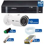 Kit 10 Câmeras de Segurança HD 720p Intelbras VHD 3130B G3 + DVR Intelbras Multi HD + Acessórios