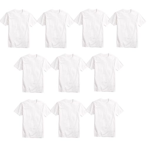 Kit 10 Camisetas Básicas Masculina T-shirt 100% Algodão Branca Tee