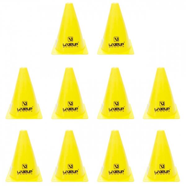 Kit 10 Cones de Agilidade 18 Cm para Treinamento Amarelo Liveup