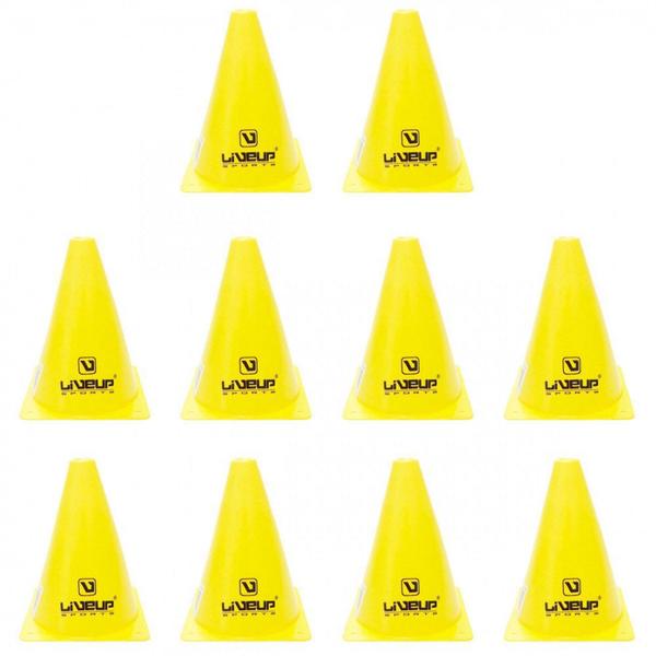 Kit 10 Cones de Agilidade 18 Cm para Treinamento Amarelo Liveup