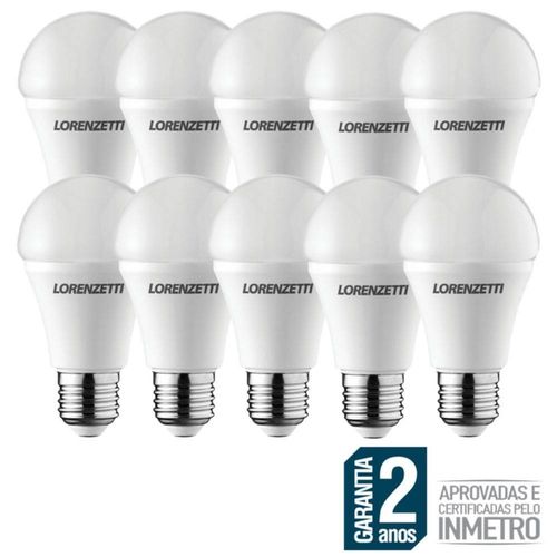 Kit 10 Lâmpada Bulbo Led 9w A60 Lorenzetti Bivolt E27 6500k