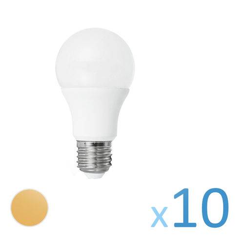 Kit 10 Lâmpada Led Bulbo 5w Branco Quente Super Economica