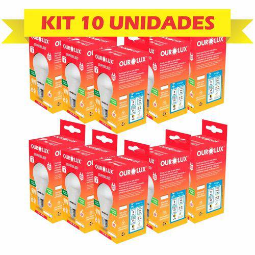 Kit 10 Lâmpadas Led Bulbo 9w Luz Branca Fria Ourolux