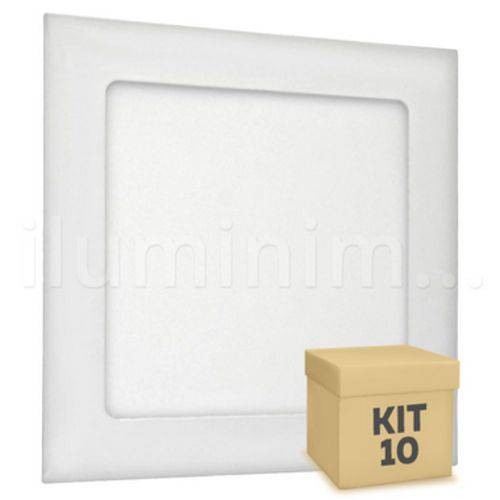 Tamanhos, Medidas e Dimensões do produto Kit 10 Painel Plafon Luminária Led Quadrado Embutir Slim 12w Frio