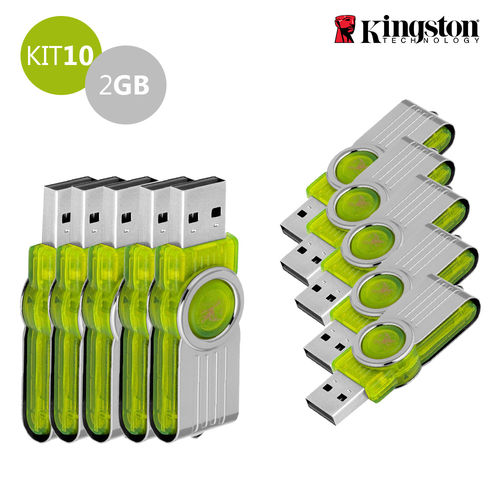 Kit 10 Pen Drive Kingston 2gb Usb 2.0 Datatraveler 101 G2 – Verde