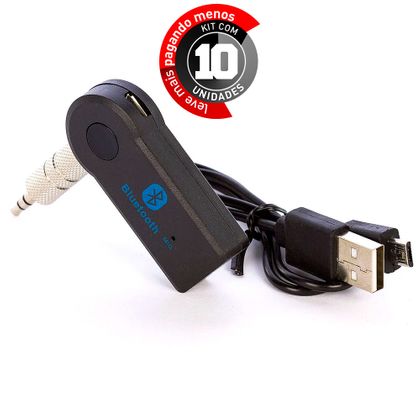 Kit 10 Receptor Bluetooth USB para P2, Entrada Auxiliar, Som de Carro