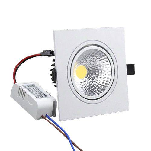 Kit 10 Spot Led Cob Embutir Quadrado Direcionável 7w 12x12 Branco Quente 3000k Bivolt