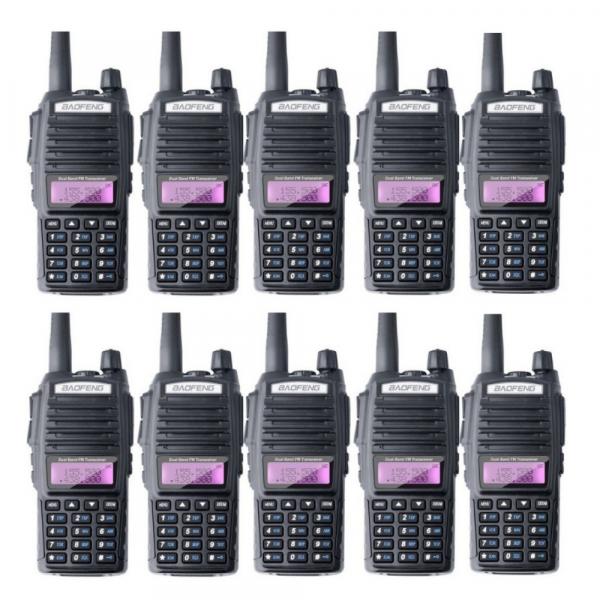 Kit 10 Walkie-talkie Uv-82 Rádio Comunicador Ptt Baofeng