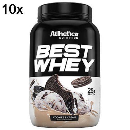Tudo sobre 'Kit 10X Best Whey - 900g Cookies & Cream - Atlhetica Nutrition'