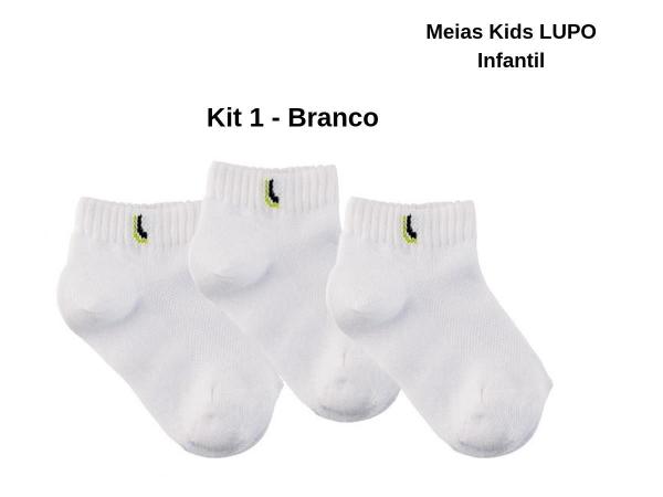 Kit 15 Pares Meias Lupo Kids Modelo Cano Curto Infantil Algodão Cotton Cores Sortidas