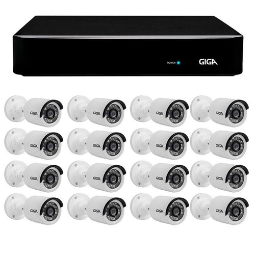 Kit 16 Câmeras de Segurança Hd 720P Giga Security Gs0013 + Dvr Giga Security Multi Hd + Acessórios